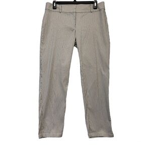 Ann Taylor Factory Signature Cream & Black Striped Straight Leg Work Pants